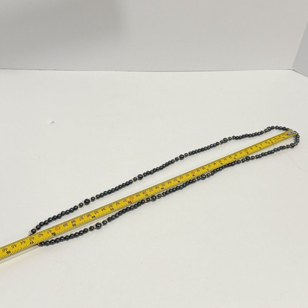 Vintage Silver Tone Beaded Statement Necklace Long Strand - Picture 7 of 15